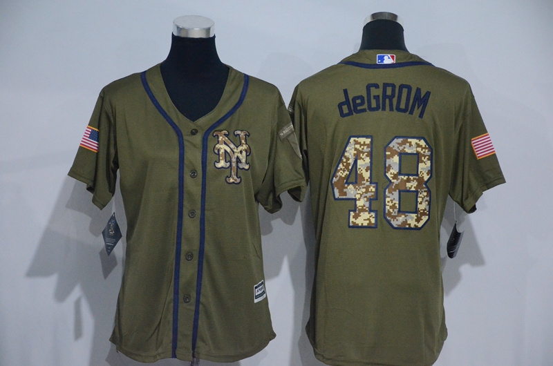 Womens 2017 MLB New York Mets #48 DeGrom Green Salute to Service Stitched Baseball Jersey->women mlb jersey->Women Jersey